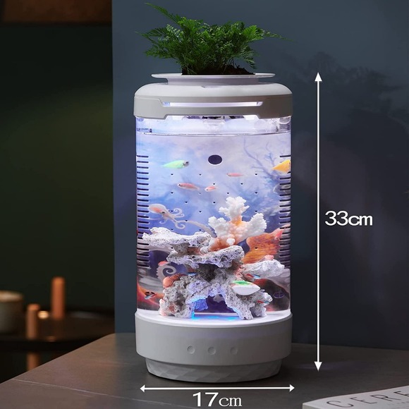 Emlymoly Mini Smart Ecological Fish Tank Desktop Aquarium Without Water Change - Picture 3 of 4